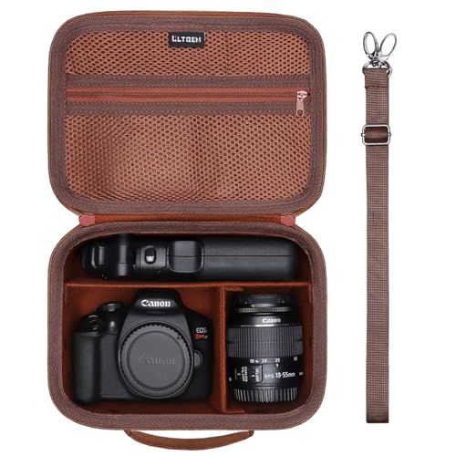 Small Camera Case Bag for Canon EOS Rebel T7/R50//R100 DSLR Camera Brown | Hard Carrying Travel Case for Canon EOS Rebel T7/R50//R100/R6 Mark II/R8/R6 Mark III/R50 V/T6/R10/R5 Mark II DSLR SLR Camera - color: Brown, size: Small