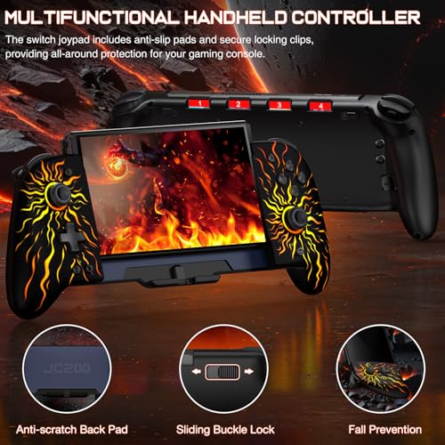 LIFUFUTEE Switch Controllers, Wireless Switch Pro Controller Replacement for Nintendo Switch Controller/OLED, Hall Effect One-Piece Joypad Controller with Programmable/Dual Vibration/Turbo/Wakeup - color: Black Rainbow, size: Switch 1 - 6.2"/7"