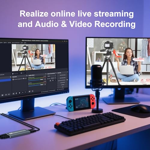 4k HDMI Capture Card for Streaming, Full HD 1080P 60FPS Capture USB 3.0 Game Audio Video Capture Card,for PS4/PS5/Xbox/Switch/OBS/Camera/PC/Laptop/Mac Plug and Play