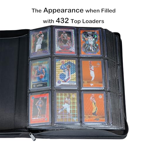 Top loader Binder, Holds 432 Top Loaders, 9 Pockets Top Loader Binder with Sleeves for Cards in 3'' x 4'' Top loaders -Blue - color: Blue