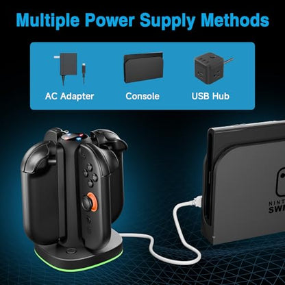 MARSDOCK Charging Dock for Nintendo Switch 2(2025) for Joy-Con 2 | 4 in 1 Magnetic Fast Charging Station with RGB Lights, 3.3FT Cable, Charging Stand Compatible with Switch 2 Joycon Stand