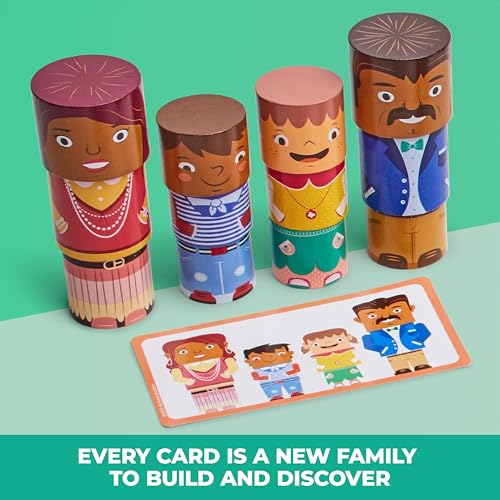 48-Piece Magnetic Wooden Figures with Activity Cards | Multicultural figures in four skin tones for preschool classrooms and child care, cards in English, French and Spanish - size: 48 Piece Set