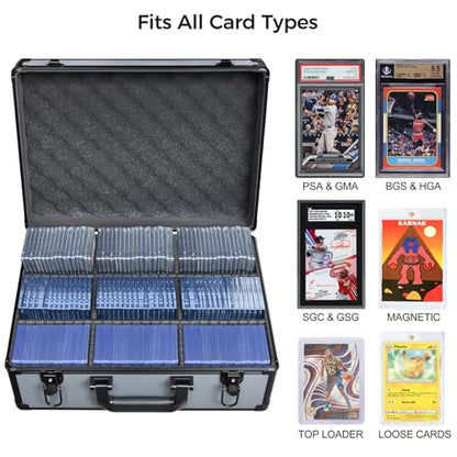 Turokacase Graded Card Case Storage Box – Extra Large Trading Card Storage Box with 8 Adjustable Dividers – Baseball & Sports Card Storage Case – Fits PSA, BGS, SGC, Toploaders & Magnetic Holders