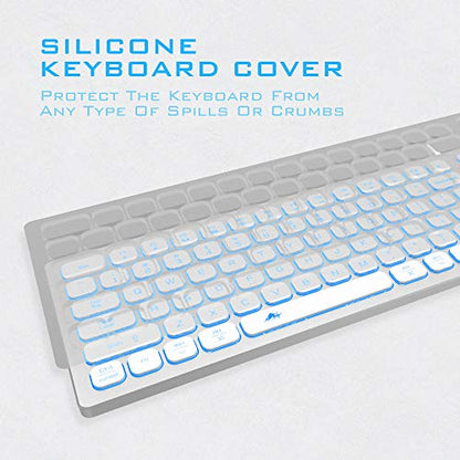 POWZAN Aluminum Quiet Wired Keyboard Backlit- Slim Chiclet Key Compatible with Apple iMac, MacBook, Mac and PC, USB Keyboard Numeric Keypad RGB Lighted Key - Silver White - color: KB770-Silver White