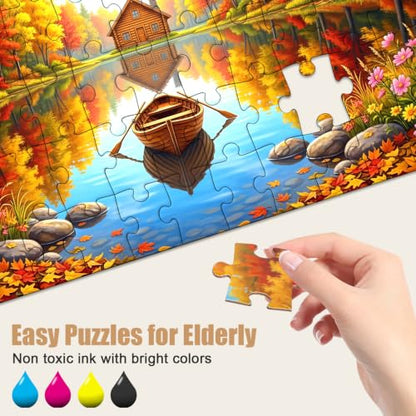 6 Packs 50 Large Piece Puzzles for Seniors with Dementia, Alzheimer’s Products and Activities for Elderly Adults, Cognitive Game Gift for Patients in Nursing Home - style: vegetable