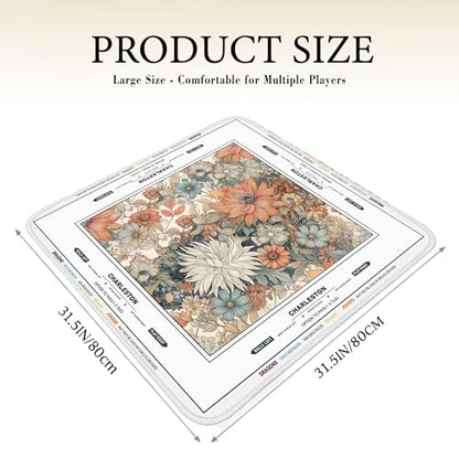 Crease-Free Mahjong Mat with Rules American Mah Jongg Mats with Portable Bag Noise Reduction Non-Slip Table Cover 31.5*31.5in Large Waterproof Neoprene Pad For Poker Board Mah Jong Game Card Mahjongg - color: Orange Dahlia