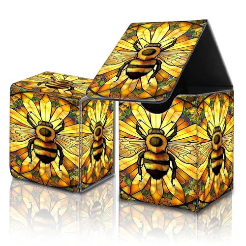 for MTG Commander Card Deck Box,Trading Card Storage Box with Magnetic Closure,Fits 120+ Single Sleeved Cards,Deckbox,Fits Sports TCG/CCG/MTG Accessories,﻿Cute Golden Bee - color: Cute Golden Bee
