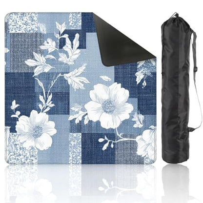 Mahjong Mat 31.5" x 31.5" Seamless Denim Patchwork Flower Non-Slip Noise Reduction Mahjong Tiles Table Cover for Dominoes Poker Card Board and Tile Games - color: Color3