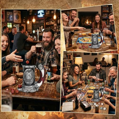 Dice Tower Mug, Dice Rolling Tower, Comes with 7 PCS Dice Set, Suitable for DND Dungeons and Dragons, Tabletop Games, Available As Drink Holder, D&D Gifts, DND Accessories (Silver-Black Wolf) - color: Silver-black Wolf