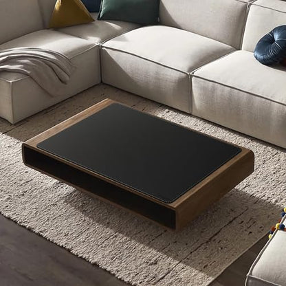 CENNBIE Leather Desk Mat - 31.4" x 19.6" Computer Desk Pad (Black) | Premium stitched edges resist wear. Easy to clean. Protects desk from spills, stains ,scratches. Smooth glide. Office & home. - color: Black, size: 19.6" x 31.4"