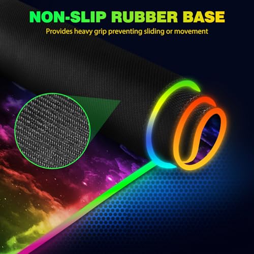 AIMSA Wireless Charging RGB Gaming Mouse Pad 15W, Extended LED Desk Mat Protector 800x300x4MM, 14 Light Modes Extra Large Mousepad Non-Slip Rubber Base Desk Mat, Nebula Universe - color: Nebula Universe