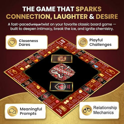 Adultopoly Couples Board Game - Romantic Date Night Game for Partners, Fun Relationship Building Activity, Anniversary and Valentine's Day Gifts for Him or Her