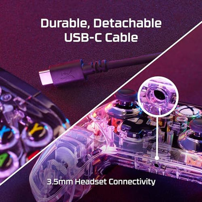 HyperX Clutch Gladiate RGB – Wired Controller, Officially Licensed by Xbox, Programmable RGB Lighting, Dual Trigger Locks, Programmable Buttons, Dual Rumble Motors, Clear - color: RGB