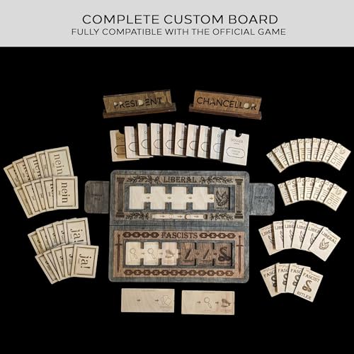 Social Deduction Strategy Board Game Accessory, Expandable 5–10 Players, Hand Crafted Wooden Game Board Upgrade, Compatible with The Official Secret Hitler Board Game - style: Unpersonalized