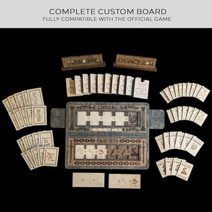 Social Deduction Strategy Board Game Accessory, Expandable 5–10 Players, Hand Crafted Wooden Game Board Upgrade, Compatible with The Official Secret Hitler Board Game - style: Unpersonalized