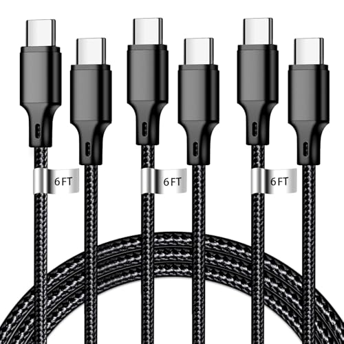 USB C to USB C Charger Cable, 3Pack 6FT Type C Fast Charging Cord Compatible for iPhone 15/16/17/Pro/Max/Plus, iPad Pro Air Ps5 Controller Samsung Galaxy - Black - color: Black, style: 3P C2C 6FT