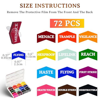 72PCS MTG Counters Set Acrylic MTG Keyword Counters – Bright, Durable Tokens with Protective Film & Storage Box for Magic The Gathering, Card Games Accessories