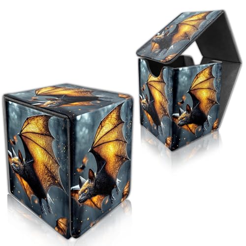 for MTG Deck Box, Trading Card Storage Case Holds 100+ Sleeved Cards, Bat with Glowing Wings Magnetic Closure Durable Deck Holder for Magic The Gathering, TCG & Commander - color: Bat with Glowing Wings