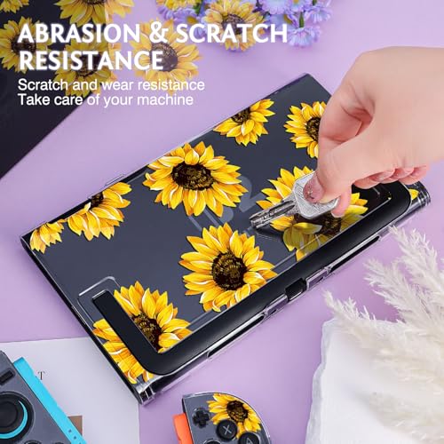 DLseego Protective Case Flower Floral Clear Switch 2 (2025), Detachable Joy-Handle Protective Case 2-Piece Split Full Wrap PC Hard Shell Anti-Scratch All-Round Protection Cover, Sunflower, Yellow - color: Yellow
