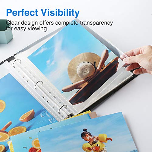 Sooez 30 Pack 8x10 Photo Sleeves for 3 Ring Binder, Hold 60 Pictures | Heavy Duty Plastic Binder Sleeves, Photo Album Refill Pages, Acid Free Archival Page Protector, Binder Inserts for Postcard - size: 8x10" 1-Pocket