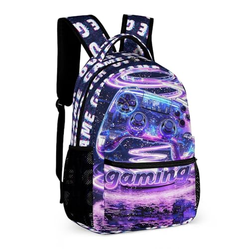 Gaming Print Backpack, 17 in Laptop Bookbag for Teens | All-over print design | 900D PU nylon | Tear & abrasion resistant | Premium feel | Vibrant | Built for heavy daily use - color: Color 2