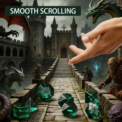Cracked Matte Green 7Pcs Polyhedral Dice Set, K9 Crystal Cat's Eye Multi-Faceted DND Dice for Dungeons and Dragons RPG Tabletop Game (Matte Cracked Green) - color: Matte Cracked Green