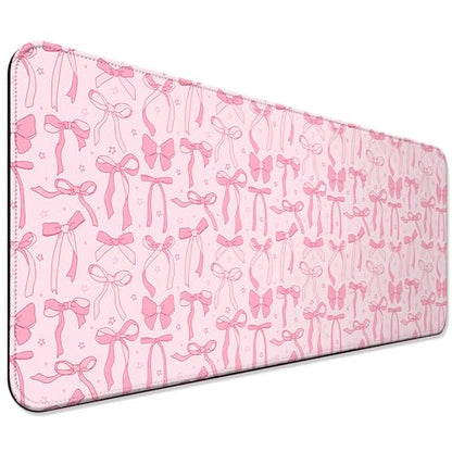 Pretty Bow Girly Gaming Desk Mat, Computer Keyboard Large Extended Long Mouse Pad for Office and Home, XL (W24) - color: W24