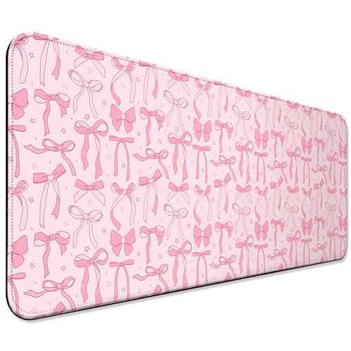 Pretty Bow Girly Gaming Desk Mat, Computer Keyboard Large Extended Long Mouse Pad for Office and Home, XL (W24) - color: W24