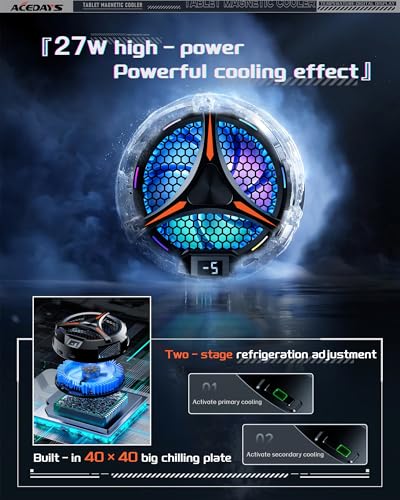 ACEDAYS iPad Cooler,Magnetic Tablet Cooler for ipad/Surface pro/Samsung Tab,Universal Radiator with Temperature Display for Mobile Gaming,Tiktok Live Streaming(Including Tablet Stand Holder) - color: ipad cooler+Tablet Stand Holder