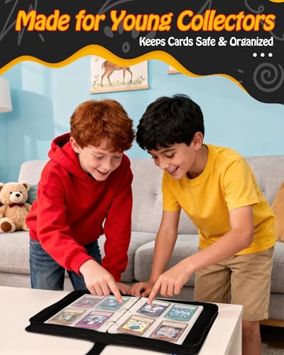 Best baseball card binder 4-Pocket holds 480 cards, 120 pages side-loading, PU leather zip waterproof cover, acid-free pages, for home storage & card shows, baseball cars binder, gift kids boys girls! - color: 4-Dark and Red