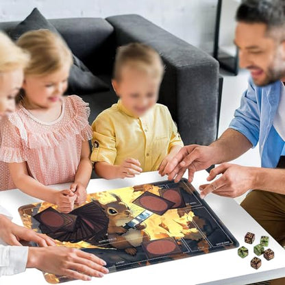 for MTG/TCG Playmat with Zones, 24 x 14 inches Trading Card Playmat with A Storage Bag and 6 Dice, Non-Lip Rubber Bottom Game Desk Mat, Squirrel with Knife - color: Yux-playmats-2-3A-258