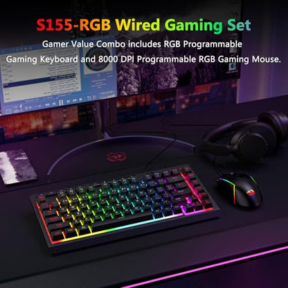 Redragon Wired Gaming Keyboard and Mouse Combo, RGB Backlit, Black