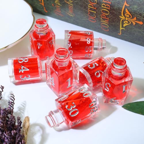 XENOLUX Potion Bottle Polyhedral Dice Set - Clear Resin DND Dice Set with Red Liquid - Healing Elixir Shape RPG Dice for Board Games - BOT11 - color: Bot11