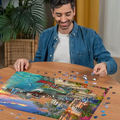 Ravensburger - Grandiose Greece - 1000 Piece Jigsaw Puzzle - Stunning, Exciting Coastal Sunrise Over Town - Bold Colors - Enticing Scene - Ideal Gift - Frameable Art - Puzzles for Adults - style: New Packaging