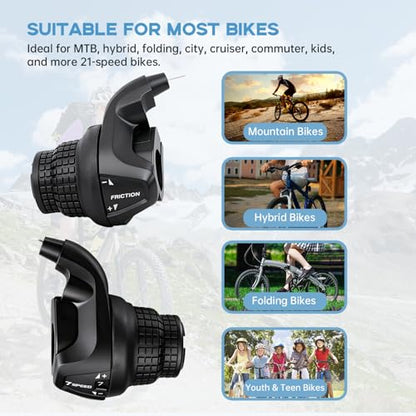 Bike Gear Shifter, Bicycle 3/6/7 Speed Bike Gear Shifter Right Twist Grip Shift Lever for Mountain City Hybrid Commuter Kids' Bikes and Tricycle (SG-25 3X7 Speed Bike Shifter) - size: SG-25 3X7 Speed Bike Shifter