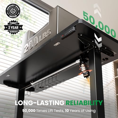 SIAGO Electric Standing Desk Adjustable - 48 x 24 Inch Sit Stand up Desk with Cable Management - 3 Memory Preset Adjustable Height Table | Smooth Height Adjustment, 200lbs Stability, 3 Memory Presets, Cable Management, Pre-Labeled Easy Assembly - color: B