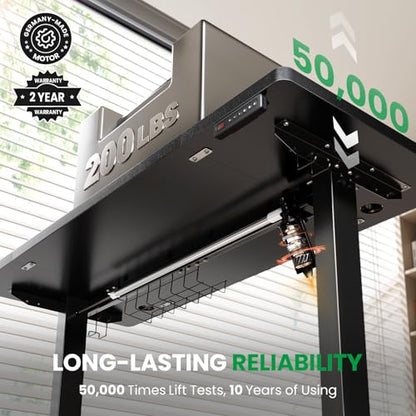 Black 47x24 in Electric Standing Desk, 0.8 Inch Thick Tabletop | Holds 200lbs, Sit Stand, 3 Memory Height Adjustment, Extra Deep Table Top, Black Frame - color: Black Top / Black Frame, size: 47 x 24 Inch