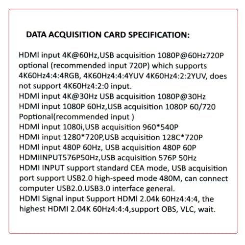 CY HDMI Capture Card 4K Video Live Streaming USB Data for Camera Game Set-Top Box Recording Computer DVD
