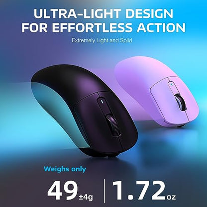 ATTACK SHARK X3 Wireless Gaming Mouse, 49g Ergonomic Computer Mouse, Triple Modes PAW3395 26K DPI Optical Sensor, 200h Battery Life, Programmable Buttons, Gaming Accessories for PC/Laptop/Mac (Black) - color: Black