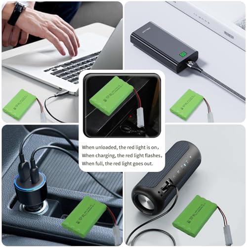 9.6V 2400mAh NiMH Battery - RC Car Rechargeable Battery AA with Tamiya KET-2P Plug and USB Charge Cable for RC Car Spare Part RC Tank Boat Batteries