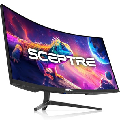 Sceptre 34-Inch Curved Ultrawide WQHD Monitor, 3440 x 1440, R1500, Up to 180Hz/165Hz, DisplayPort x2, 100% sRGB, 1ms, Built-in Speakers, Black (C345B-QUT168 Series) - style: 2025 34" Curved 180Hz