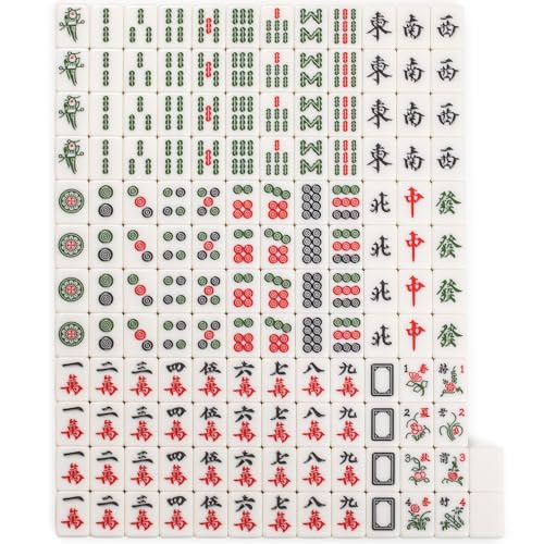 Yellow Mountain Imports "Emerald Weave Chinese Mahjong Set, with 146 Large 1.6-Inch Tiles, Green Vinyl Case, Wind Indicator and Dice - for Chinese Style Gameplay Only 「翡翠編織」中國麻將 - color: Green