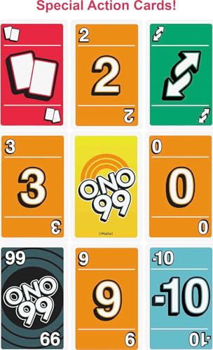 Mattel Games ONO 99 Card Game from the Makers of UNO for Kids, Adults & Families, Add Numbers & Don't Go Over 99