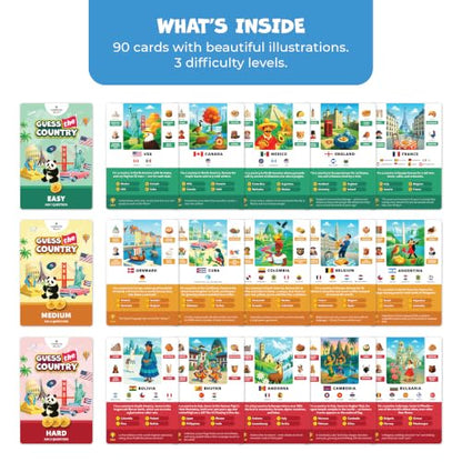 Guess The Country Card Game – World Geography for Kids 8-12 – Educational Family Game – Geography Trivia Challenge for Teens - color: Country