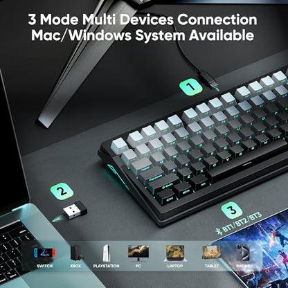 RedThunder K95 Wireless Mechanical Keyboard,TFT Screen & Knob, Trip-Modes Connection, Gasket Custom Hot-Swap Keyboard, RGB Backlit, Pre-lubed Linear Switches, Side Printed PBT Keycaps, Gray Gradient - color: Gradient Gray
