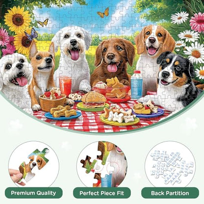 300 Pieces Puzzles for Adult, Dog Jigsaw Puzzles 300 Pieces for Adults Children Seniors, Vibrant Imagery Flower Jigsaw Puzzle, Challenging Activity Game Gift for Family Friends 20.5x15 Inches - style: Dog Party
