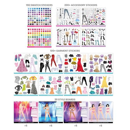 Fashion Angels Live! in Concert Sticker Stylist Fashion Set | Includes Concert Venue Style Boards, Popstar Silhouettes & 600+ Stickers, Ideal Gift for Kids - style: Pop Star