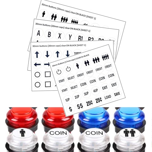 White Arcade Game Button Stickers (24mm/30mm Die-Cut Labels), Compatible with Standard Arcade Game - color: Game Button Labels Stickers White* 4 Pcs