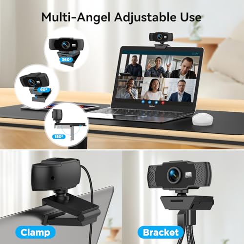 Full HD 1080P Webcam with Dual Microphones & Privacy Cover for PC, Desktop, Laptop, Plug&Play USB Computer Camera with Auto Light Correction for Zoom/Teams/Skype, Conferencing and Live Streaming