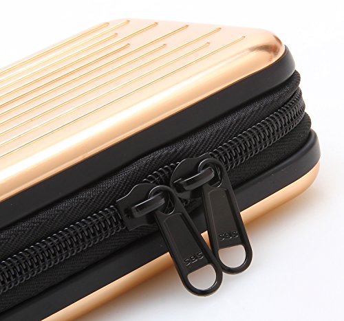 Anti-Shock Silver Aluminium Carry Travel Protective Storage Case Bag for 2.5" Inch Portable External Hard Drive HDD USB 2.0/3.0 (Golden) - color: Golden